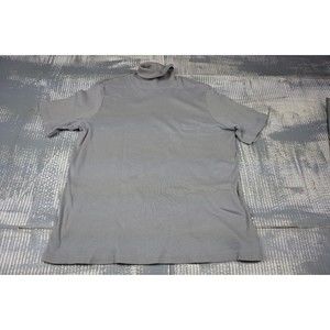 Woman Within top womans 1X gray ribbed short sleeve turtle neck stretch fitted